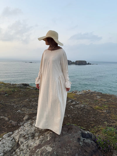 Lumière | Cotton Abaya in Linen Beige