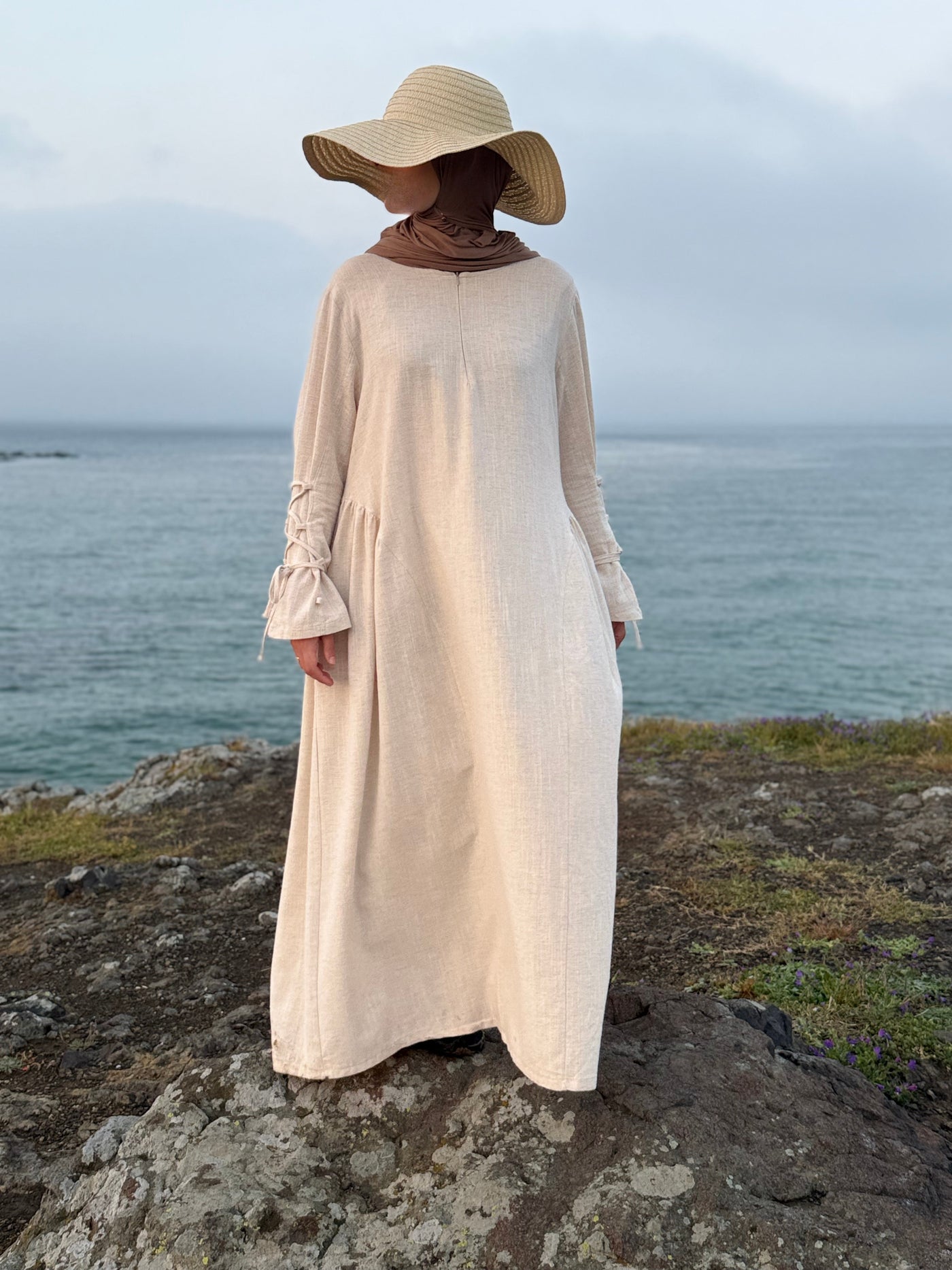 Lumière | Cotton Abaya in Linen Beige