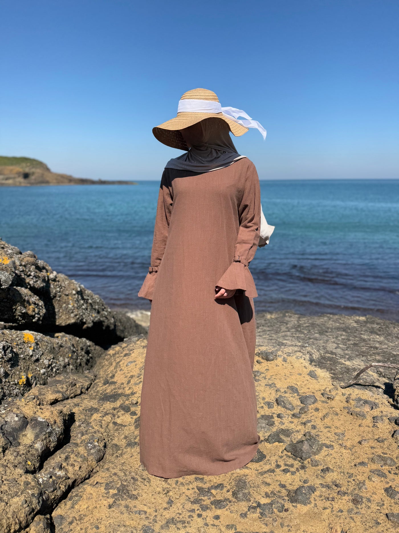 Pureté | Katoenen abaya in fluweelbruin