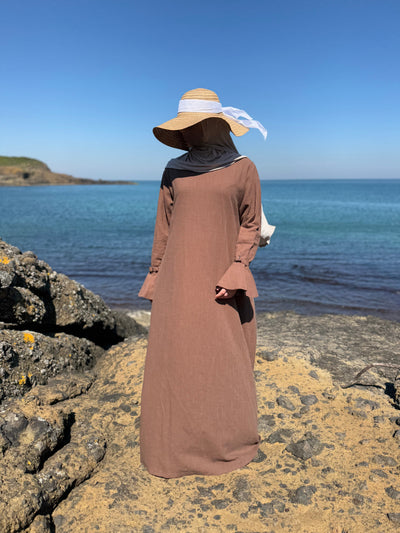 Pureté | Katoenen abaya in fluweelbruin