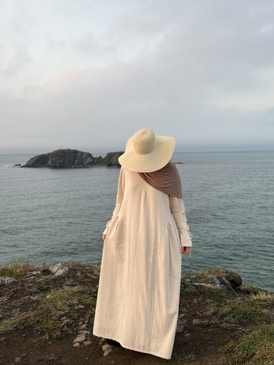 Lumière | Cotton Abaya in Linen Beige