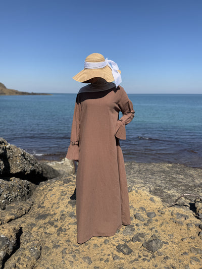 Pureté | Katoenen abaya in fluweelbruin