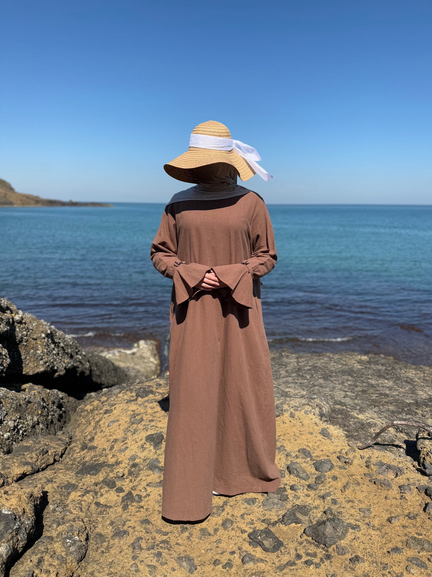 Pureté | Katoenen abaya in fluweelbruin