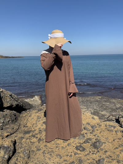 Pureté | Katoenen abaya in fluweelbruin