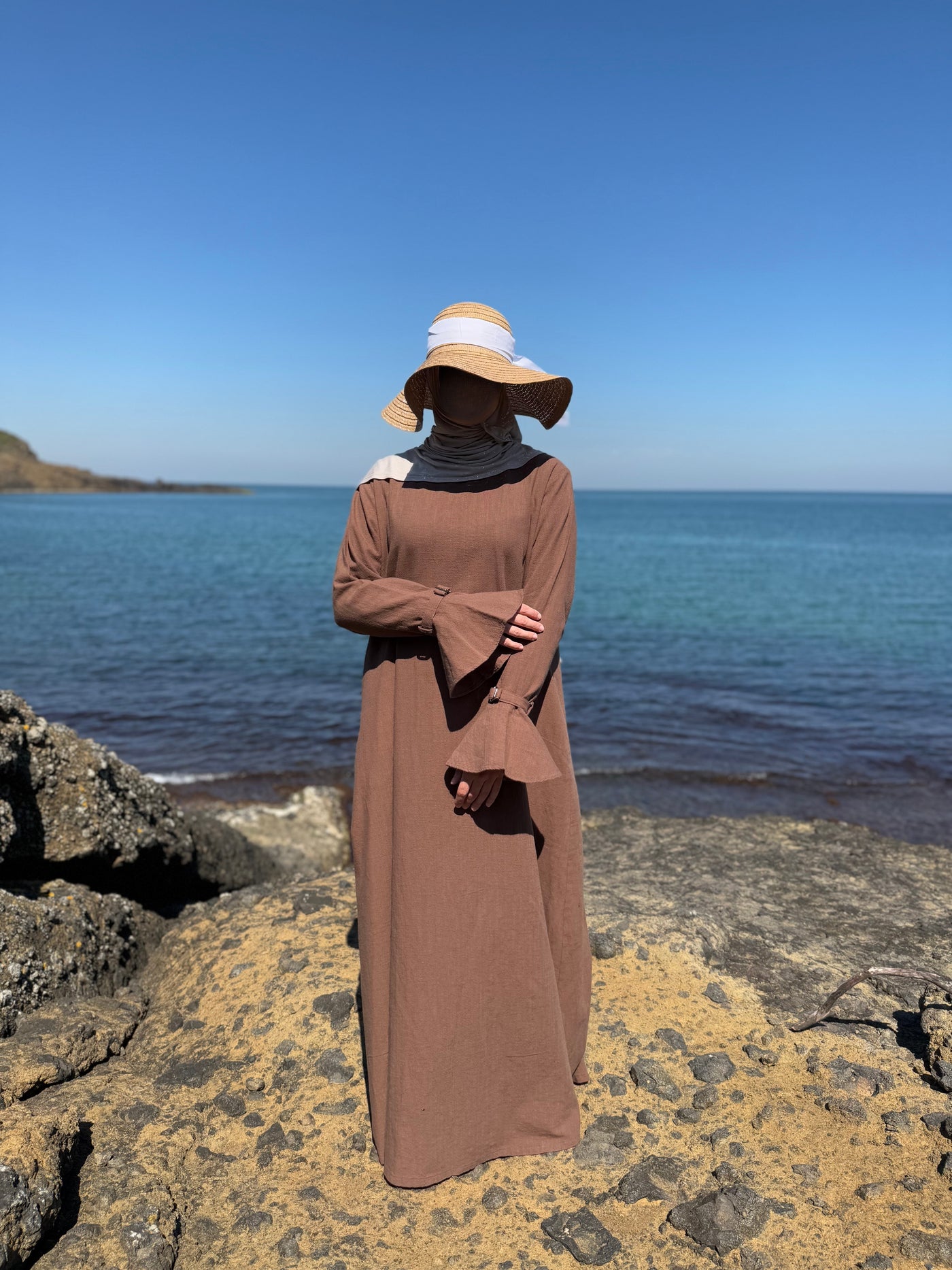 Pureté | Katoenen abaya in fluweelbruin
